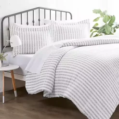 Light Gray Stripes 3-pc. Twin Duvet Cover Set