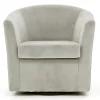 Light Gray Swivel Barrel Accent Chair