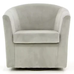Light Gray Swivel Barrel Accent Chair