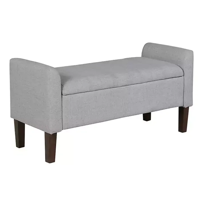 Light Gray Upholstered Blaire Storage Bench