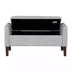Light Gray Upholstered Blaire Storage Bench