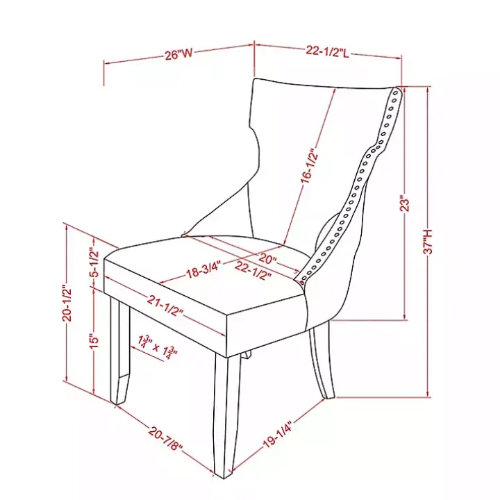 Light Gray Wingback Dining Chairs, Set of 2