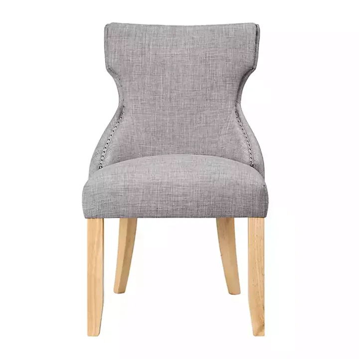 Light Gray Wingback Dining Chairs, Set of 2