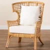 Light Honey Rattan Curved Accent Chair