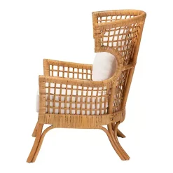 Light Honey Rattan Curved Accent Chair