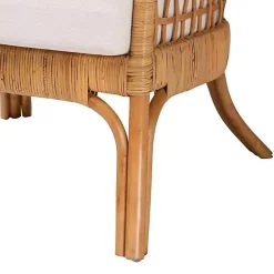 Light Honey Rattan Curved Accent Chair