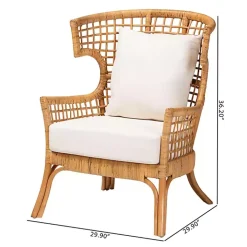 Light Honey Rattan Curved Accent Chair