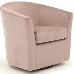 Light Pink Swivel Barrel Accent Chair