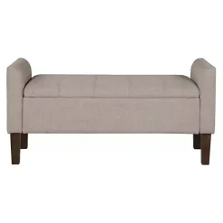 Light Taupe Upholstered Blaire Storage Bench