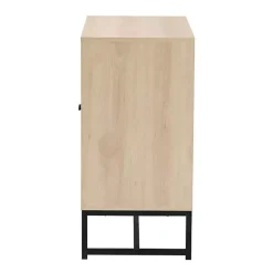 Light Wood and Rattan 2-Door Cabinet