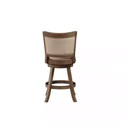 Linen and Driftwood Nailhead Swivel Counter Stool