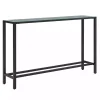 Long Black Metal Mirrored Top Console Table