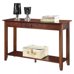 Long Brown Single Drawer Console Table