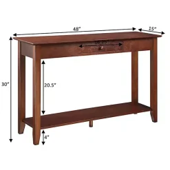 Long Brown Single Drawer Console Table