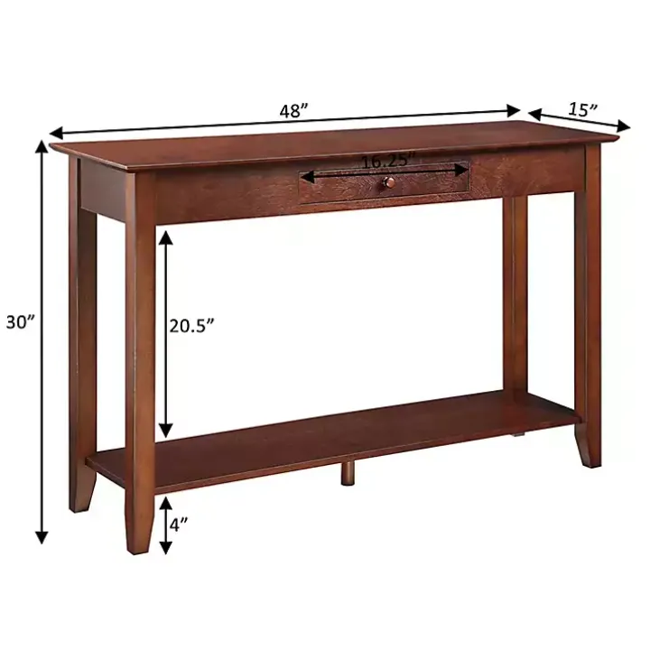 Long Brown Single Drawer Console Table