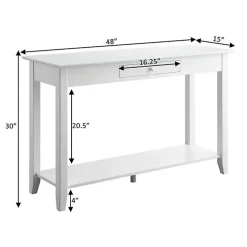 Long White Single Drawer Console Table