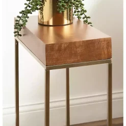 Mango Wood & Gold Slim Karlsen Accent Table