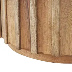 Mango Wood Ridged Drum Accent Table