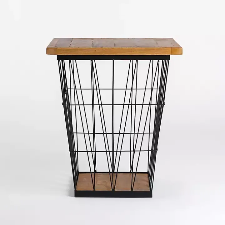 Mango Wood Storage Basket Side Table