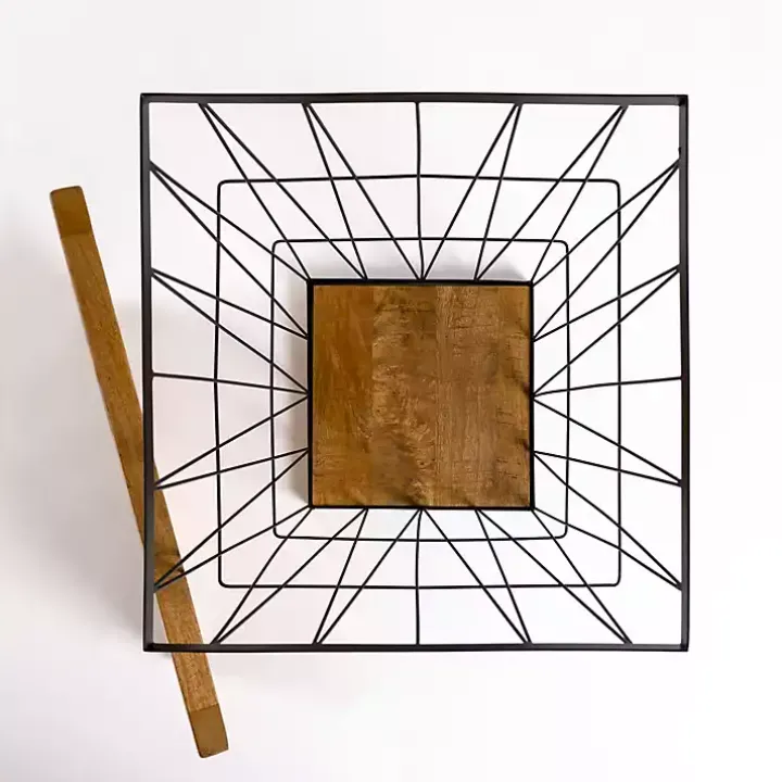 Mango Wood Storage Basket Side Table
