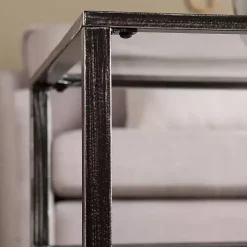 Mara Glass and Black Metal Coffee Table