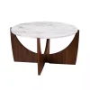 Marble & Walnut Open Base Round Coffee Table