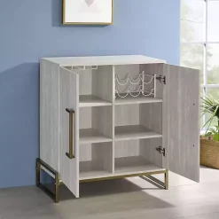 Marble Finish Gold Handle Storage Cabinet