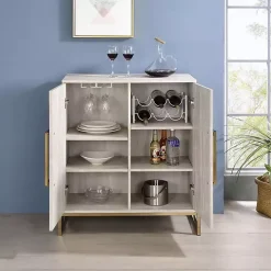 Marble Finish Gold Handle Storage Cabinet