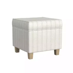Marigold Stripe Upholstered Square Storage Ottoman