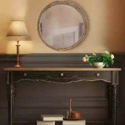 Martha Stewart Natural Round Rattan Wall Mirror