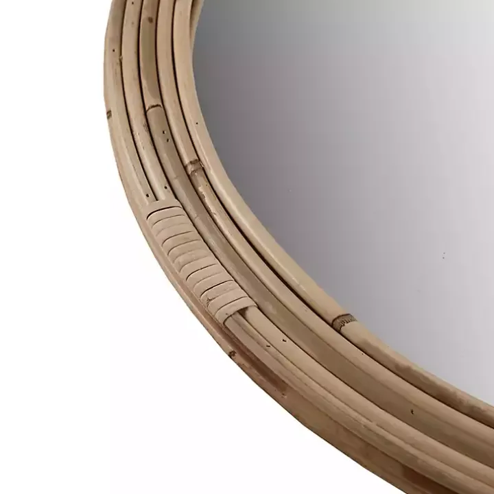 Martha Stewart Natural Round Rattan Wall Mirror