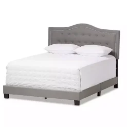 Mary Light Gray Button Tufted Full Bed Frame