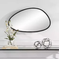 Matte Black Modern Asymmetrical Wall Mirror