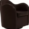 Max Brown Faux Leather Swivel Club Accent Chair