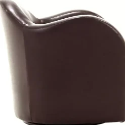 Max Brown Faux Leather Swivel Club Accent Chair