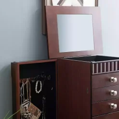 Merlot Wood 7-Drawer Joslyn Jewelry Armoire