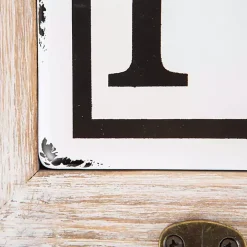 Metal and Wood Bath Sign with Hooks