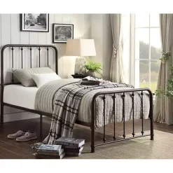 Metal Slat Bronze Twin Platform Bed