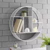 Metallic White Metal Circular Frame Wall Shelf