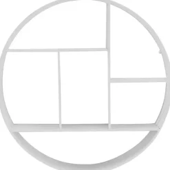 Metallic White Metal Circular Frame Wall Shelf