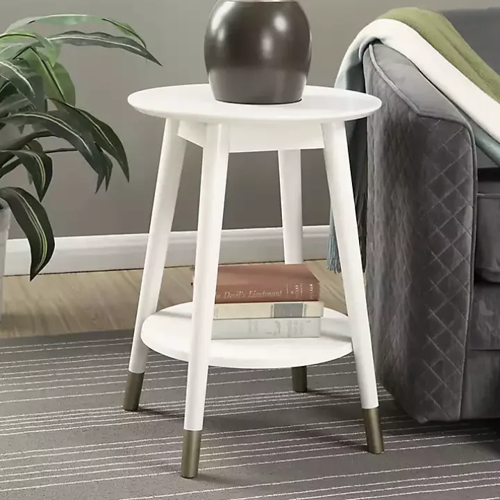 Mia Round White Accent Table