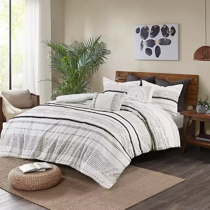 Mia White Striped 3-pc. King Comforter Set