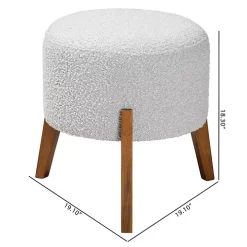 Mid-Century Modern Gray Boucle Ottoman
