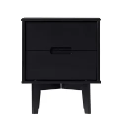 Midnight Black Wood 2-Drawer Modern Nightstand