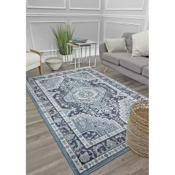 Midnight Blue Frieda Medallion Area Rug, 8x10
