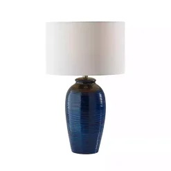 Midnight Blue Ribbed Alexis Table Lamp