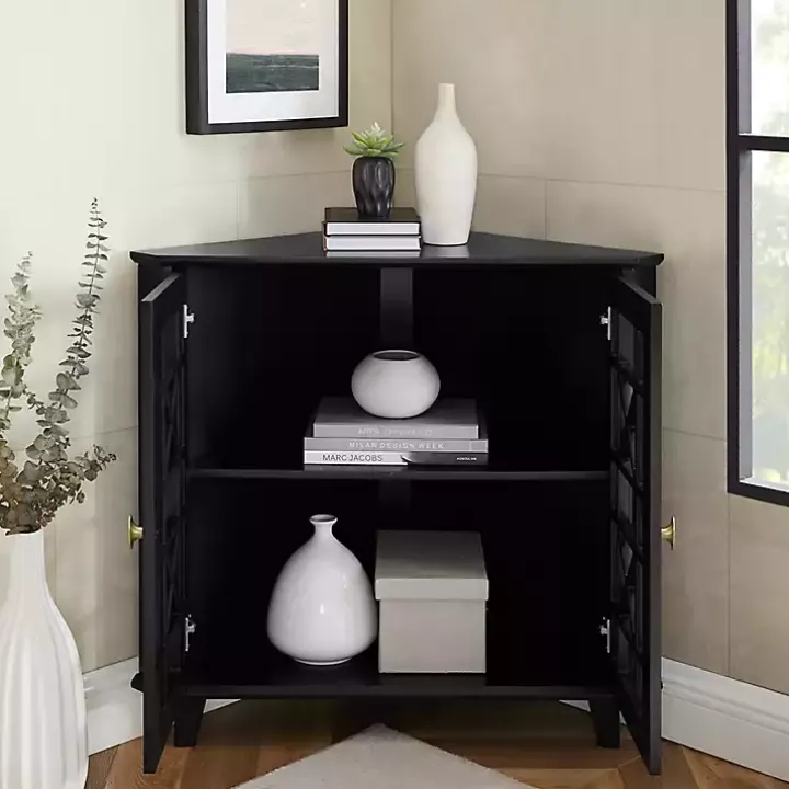 Mikie Black Corner Cabinet
