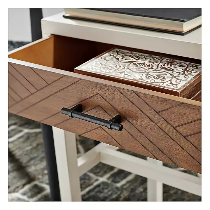 Milo Honey Herringbone Accent Table