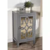 Mirrored 1-Door Gray Cabinet with Overlay Pattern