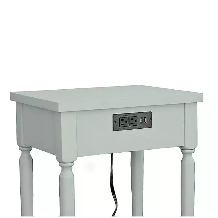 Mist Rectangle Accent Table with Charging Station
